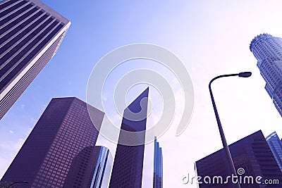 Down up view of skyscrapers business buildings in downtownÂ USA. Stock Photo